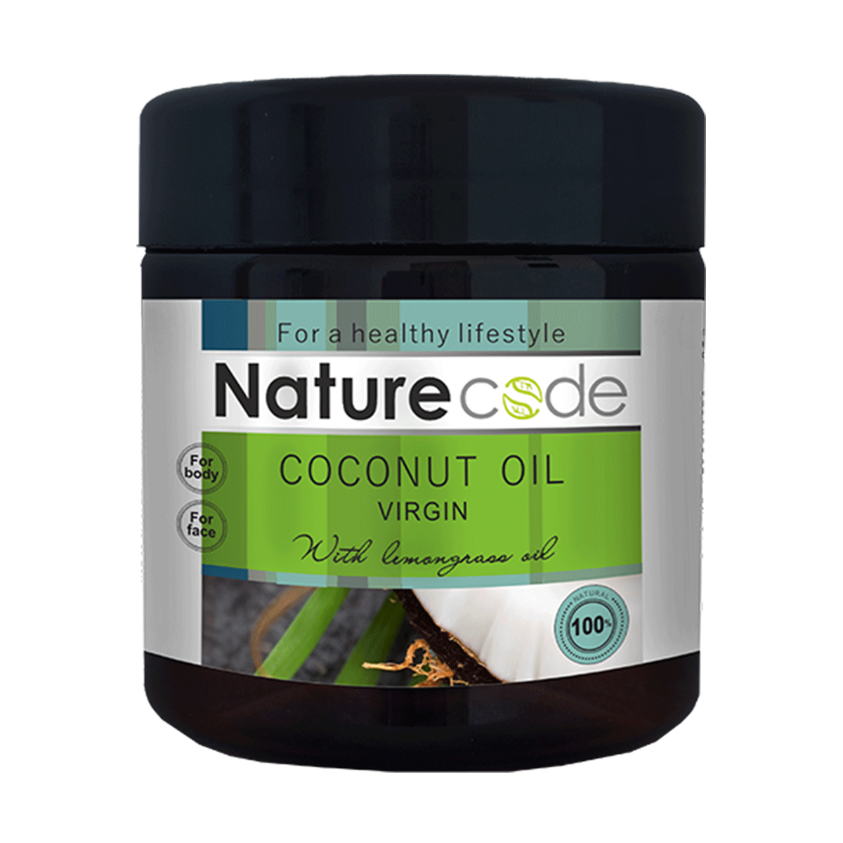 Натуральна кокосова олія для тіла Nature Code Coconut Oil Virgin з ефірною олією лемонграсу, 140 мл